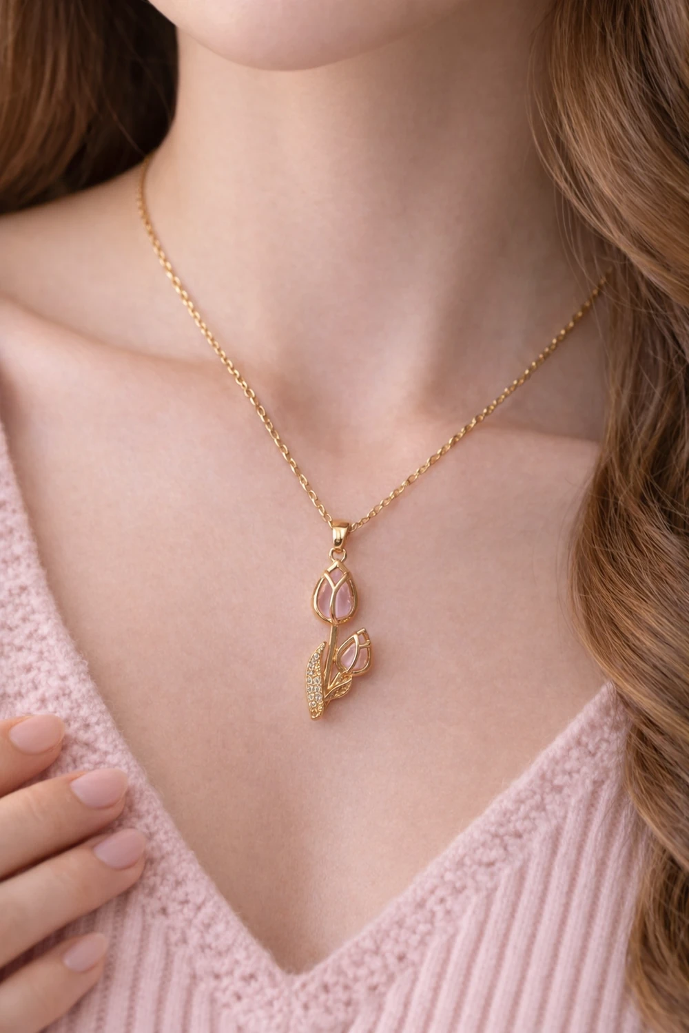 Collar tulipan rosado